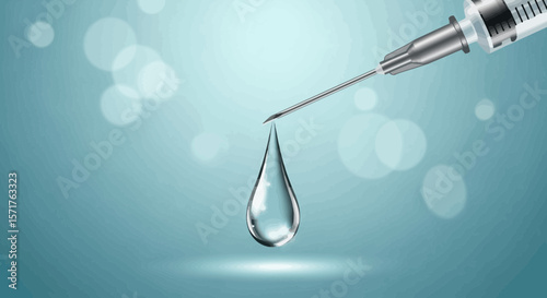 Vaccination Concept With Syringe And Droplet Liquid For Medical Use