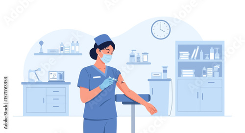 Vaccination Healthcare Professional Administering Injection For Immunity In Medical Clinic