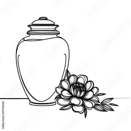 Person standing by funeral altar with flowers and cross concept of funeral  