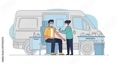 Vaccination Process At Mobile Clinic Promotes Community Health And Wellness