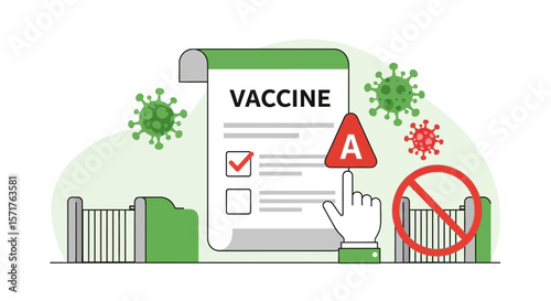 Vaccination Report With Virus Symbol Illustrating Immunity And Covid Protection