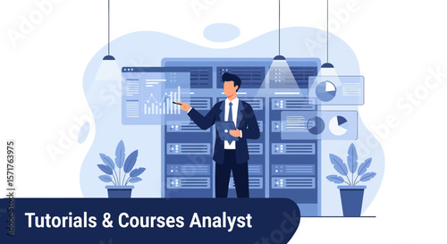 Data Analysis Presentation Of Server Infrastructure By It Professional Cartoon