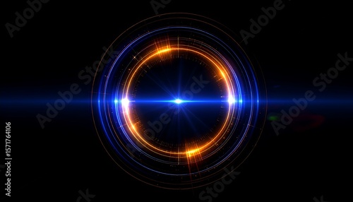 Abstract Circular Light Formation with Blue and Orange Glow