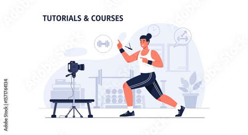 Online Fitness Trainer Records Training Session For Digital Tutorials
