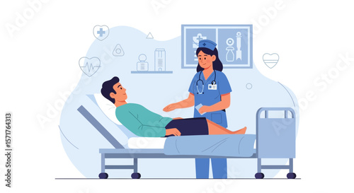 Dedicated Healthcare Professional Attending To Patient In Comfortable Hospital Room