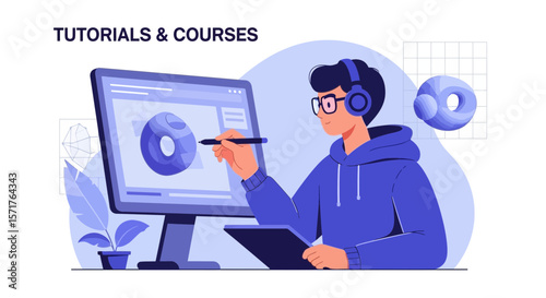 Online Learning For Designers Illustration Vector For Tutorials And Courses