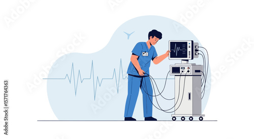 Dedicated Healthcare Professional Monitoring Vital Signs Using Advanced Medical Equipment