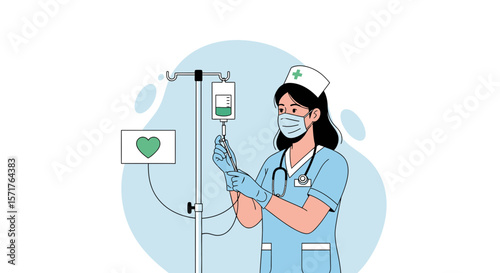 Dedicated Healthcare Professional Preparing for Intravenous Therapy in Hospital Setting