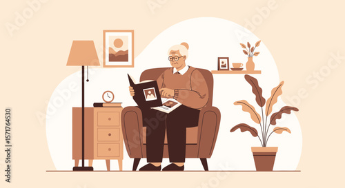 Grandmother Reliving Memories A Gentle Moment Of Reflection At Home Illustrated