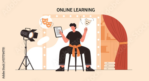 Online Theater Class Actor Preparing For A Role In A Remote Acting Course