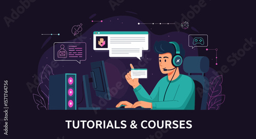 Online Tutor Explaining New Technologies And Coding Concepts With Digital Illustration