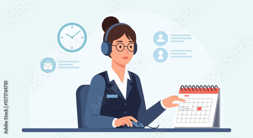 Virtual Assistant Schedules Meeting For Business Clients Through Digital Calendar