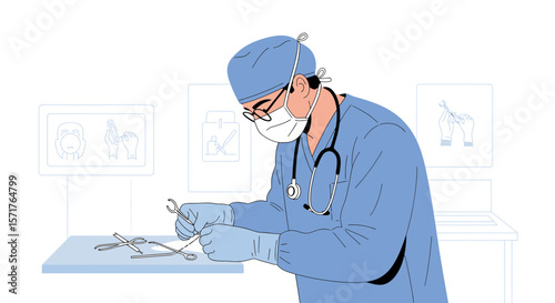 Dedicated Surgeon Prepares For Operation With Surgical Instruments In Modern Operating Room
