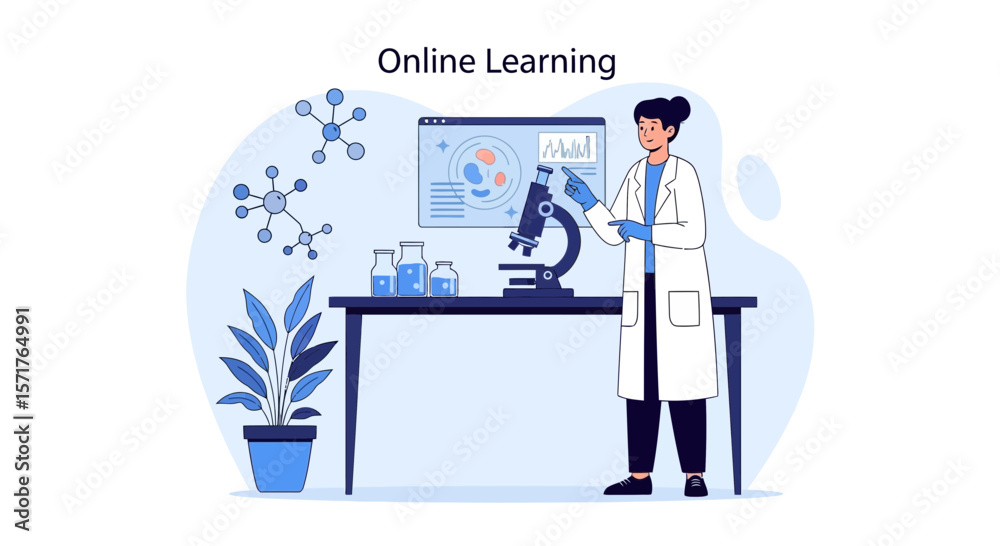 Virtual Science Lab Education With Female Scientist And Modern Technology Learning Virtual Science Lab Education With Female Scientist And Modern Technology Learning
