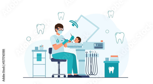 Dental Healthcare Professional Checks The Child's Teeth At Dental Clinic Office
