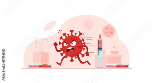 Virus Escaping From Vaccine Solution During Laboratory Experiment Illustration
