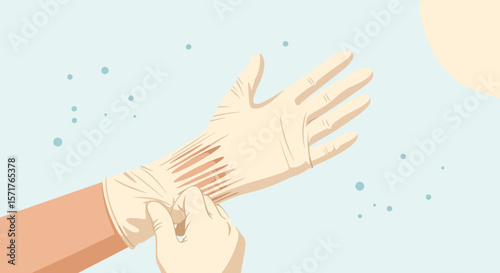 Hand Wearing Protective Glove For Medical Or Industrial Use Illustration