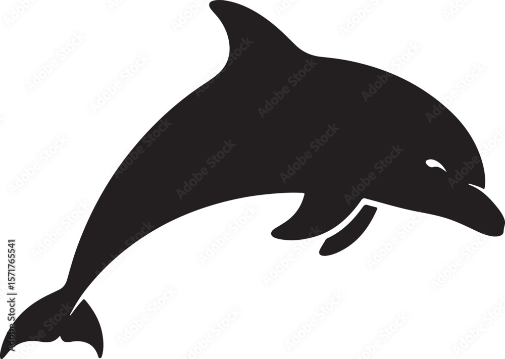 Obraz premium Graceful silhouette of a jumping dolphin vector illustration on a clean white background