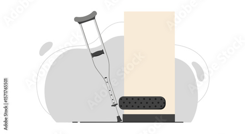 Orthopedic Assistance Device Crutch And Cast After Fracture Health Care Illustration