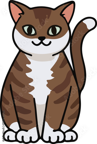 charming colorful cartoon cat vector illustration, friendly pet artwork, feline character graphics