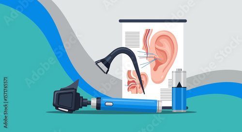 Otolaryngology And Audiology Medical Equipment For Ear Examination Illustration