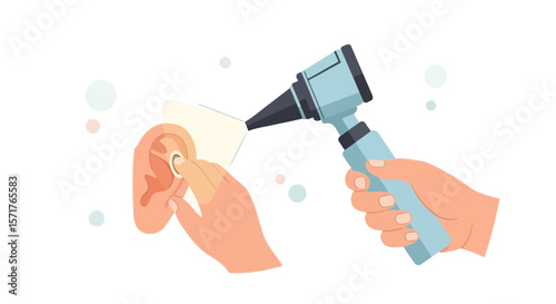 Otoscope Exam Examining the Ear Canal Medical Checkup Healthcare Illustration