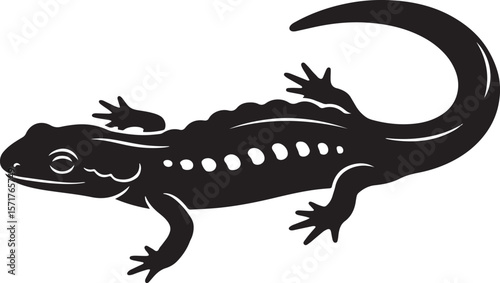Simple silhouette of a newt reptile animal vector illustration isolated on white background