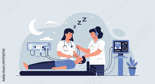 Overnight Sleep Study In Hospital With Healthcare Team Monitoring Patient Condition