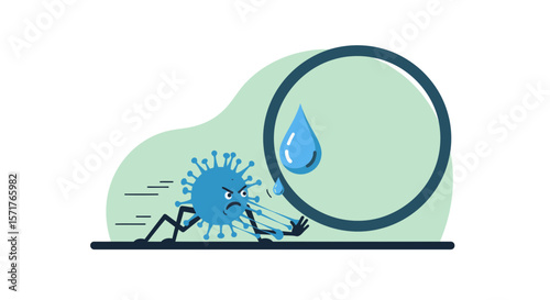 Water Fight Against Virus Stop Germs With Water Preventing Illness Vector Illustration