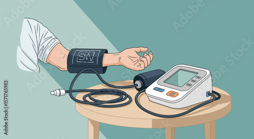 Digital Blood Pressure Monitor Depicts Health Control And Monitoring Routine