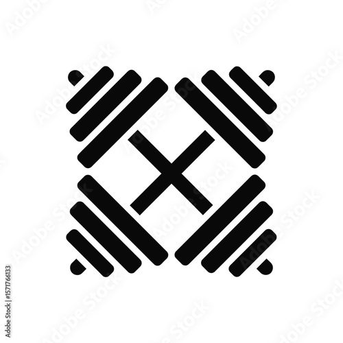Abstract barbell pattern with geometric style for gym or sports brand