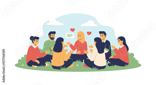 Diverse People Enjoying A Conversation Outdoors With Love And Connection