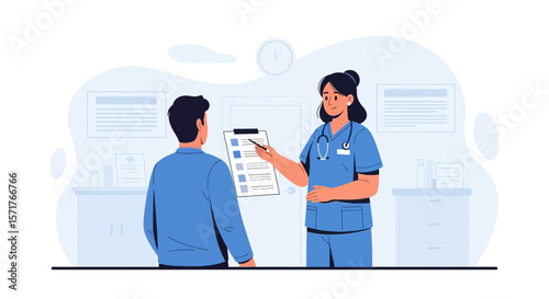 Healthcare Professional Explaining Medical Test Results To Patient In Clinic Setting