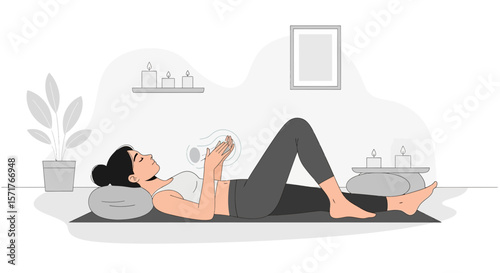 Woman Doing Reiki Healing Session At Home For Emotional Balance And Wellbeing
