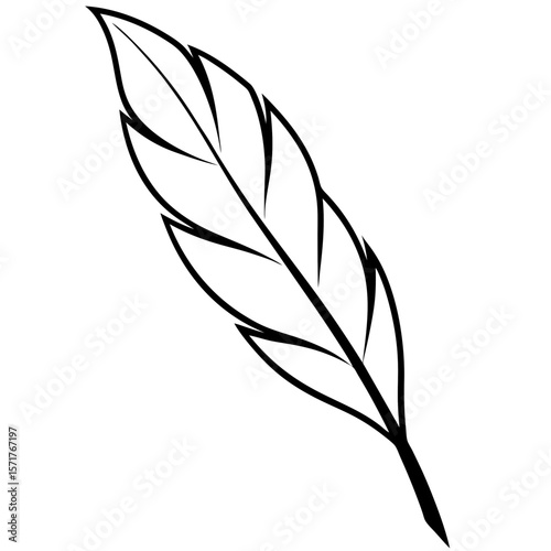 Single feather in minimal outline style