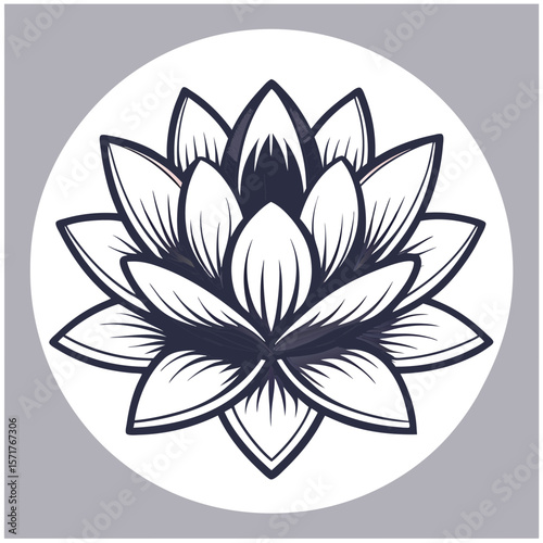 Lotus flower icon in outline style