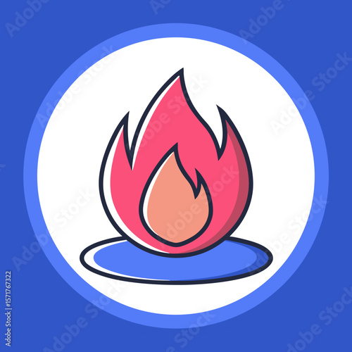 Flame icon on a circular base in gradient style