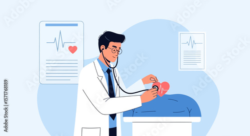 Doctor Checkup On Heart Condition Heartbeat Monitoring In Hospital Health Professional