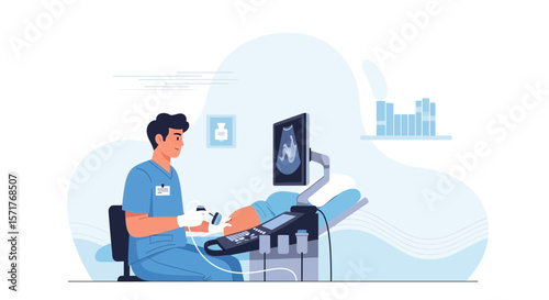 Prenatal Checkup Sonography Scan Doctor Examines Pregnant Patient Woman Medical Consultation