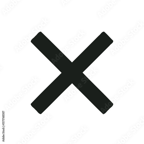 Black and Cancel Icon Cross or Close Tab Symbol in Minimal Vector Style