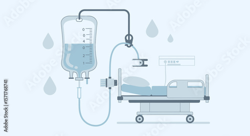 Hospital Treatment Depicts Medical Care And Intravenous Therapy Minimalistic