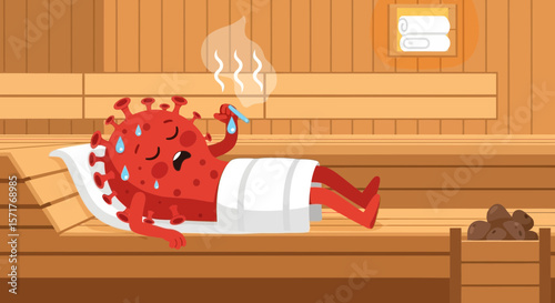 Illness Escape Relaxation Ailing Virus Seeks Reprieve In Wooden Sauna Environment