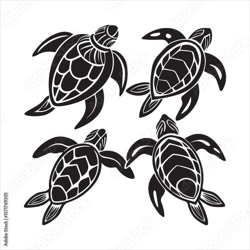 turtle sea icon vector art
