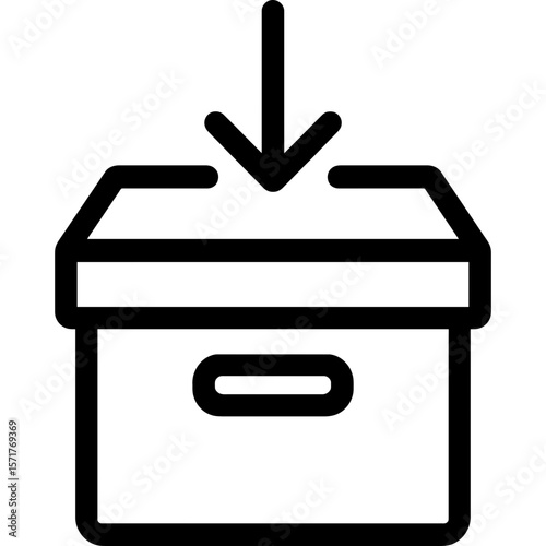 Archive box with downward arrow outline icon vector