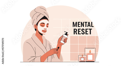 Woman Relaxing with Skincare For Mental Reset and Promoting Self Care