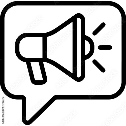 Announcement bubble with megaphone outline icon vector