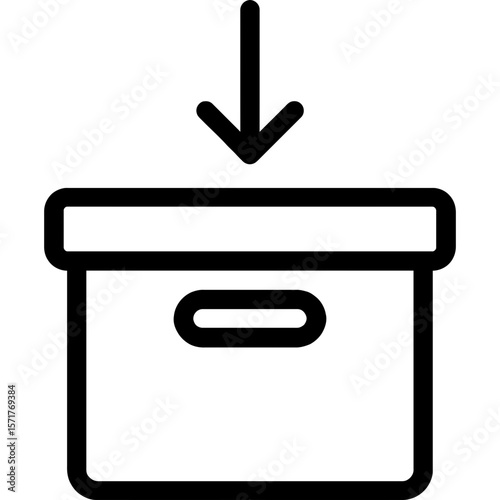 Archive box with downward arrow outline icon vector