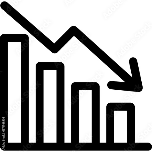 Decrease falling indicator outline icon vector