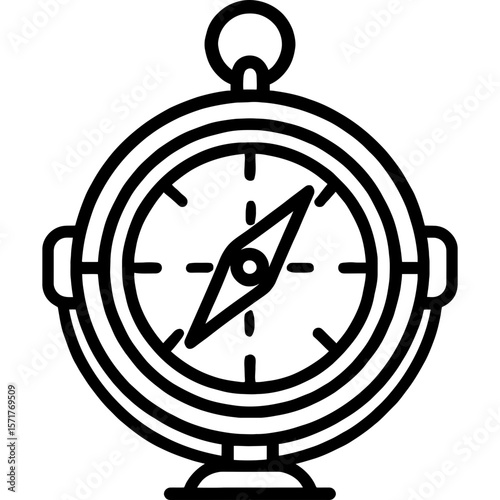 Ship's compass outline icon vector