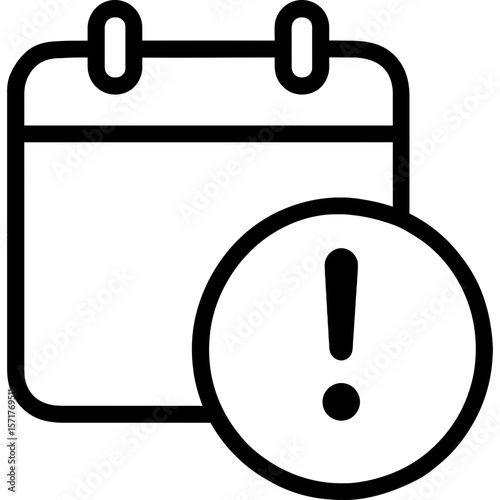 Deadline due date calendar clock outline icon vector